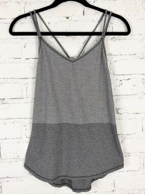 Lululemon Breezy Tank Divided Stripe Heathered Light Dark Grey Cami Top 2